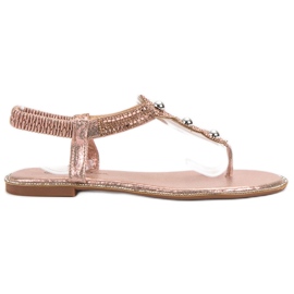 SHELOVET Sandali con decorazioni in oro rosa