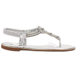 SHELOVET Sandali d'argento con ornamenti grigio