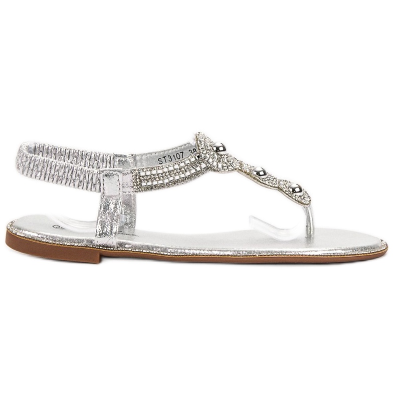 SHELOVET Sandali d'argento con ornamenti grigio