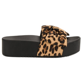 Queen Vivi Pantofole in pelle scamosciata sulla piattaforma nero marrone