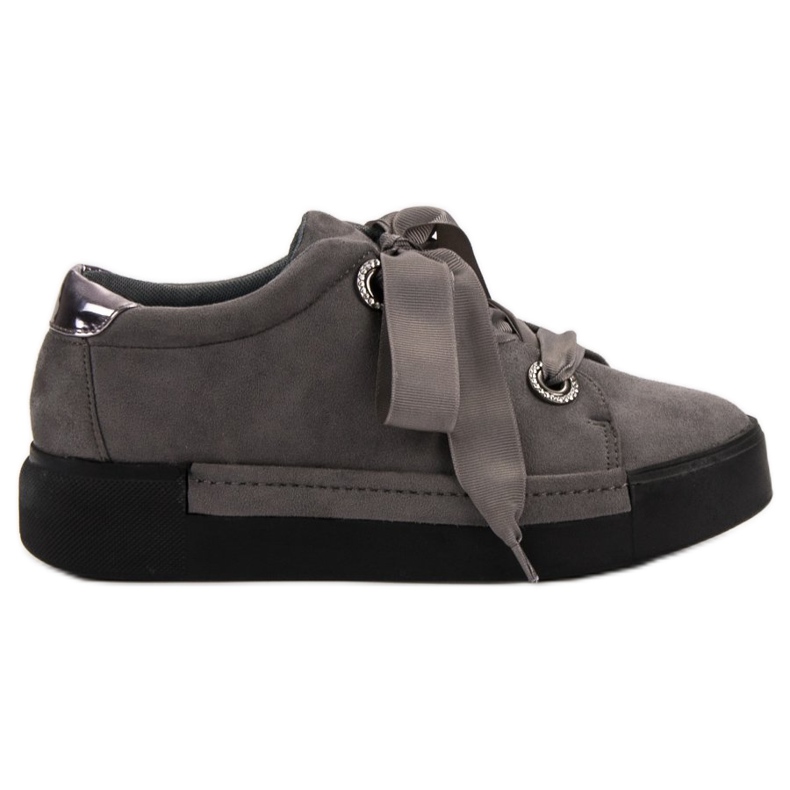Belle Women Scarpe sportive in pelle scamosciata grigio