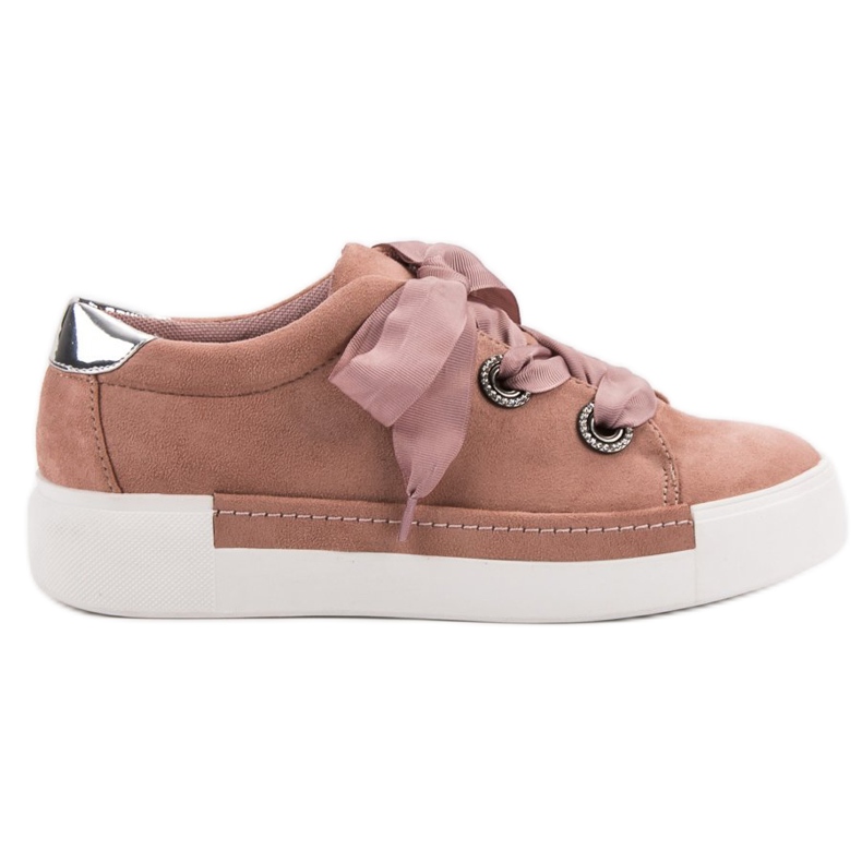 Belle Women Scarpe sportive in pelle scamosciata rosa