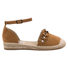 Best Shoes Espadrillas Cammello Con Fiori marrone