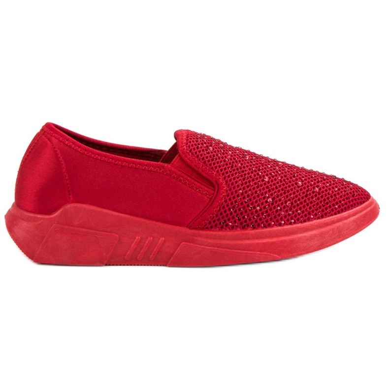 SHELOVET Calzature in tessuto con cristalli rosso