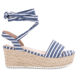 Seastar Sandali a righe sulla zeppa blu