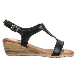 Renda Sandali con zeppa nero