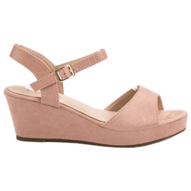 SHELOVET Sandali in pelle scamosciata cipria rosa