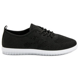 SHELOVET Calzature con lacci in tessuto nero