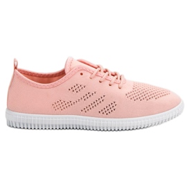 SHELOVET Calzature con lacci in tessuto rosa
