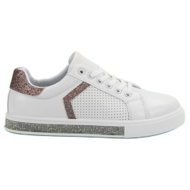 Ideal Shoes Scarpe Sportive Con Cubic Zirconia bianco
