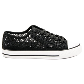 SHELOVET Scarpe da ginnastica in pizzo nero