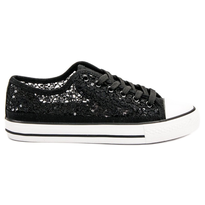 SHELOVET Scarpe da ginnastica in pizzo nero