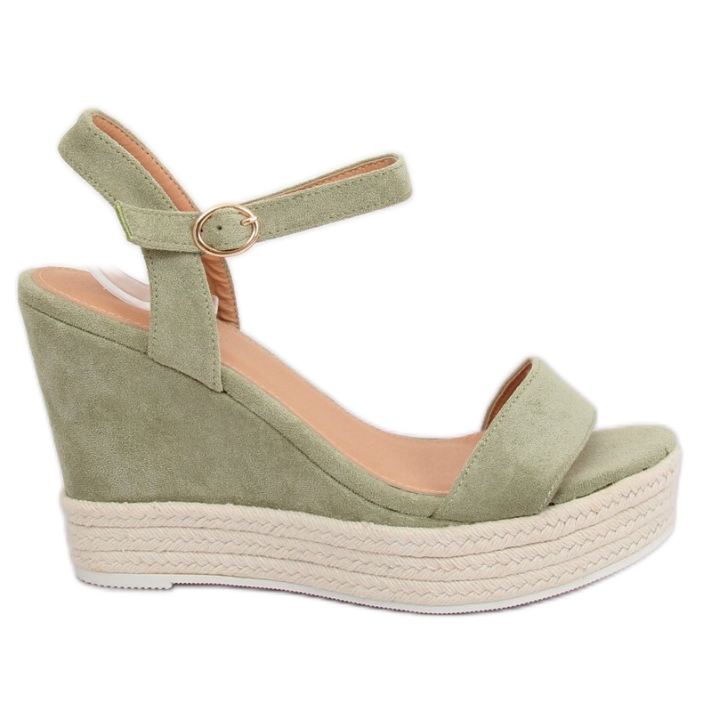 Sandali verdi con zeppa JS-2952 DK.GREEN verde