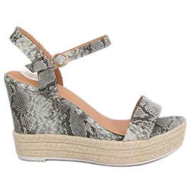 Sandali con zeppa pelle di serpente JS-2952 Snake grigio