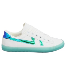 Sneakers da donna bianche e verdi B0-08 WHITE / L.GREEN bianco verde