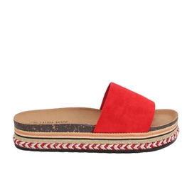 Rosso LS-117 Pantofole rosse con suola alta
