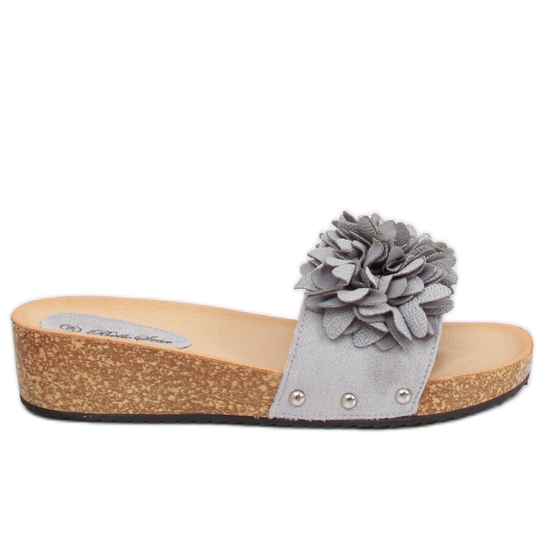 Grigio S63 Pantofole grigie con fiori