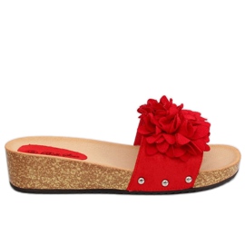 Red S63 Infradito rosse con fiori rosso