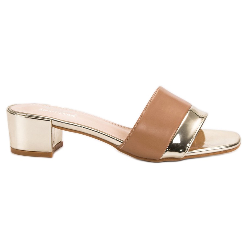 Small Swan Pantofole da donna eleganti marrone
