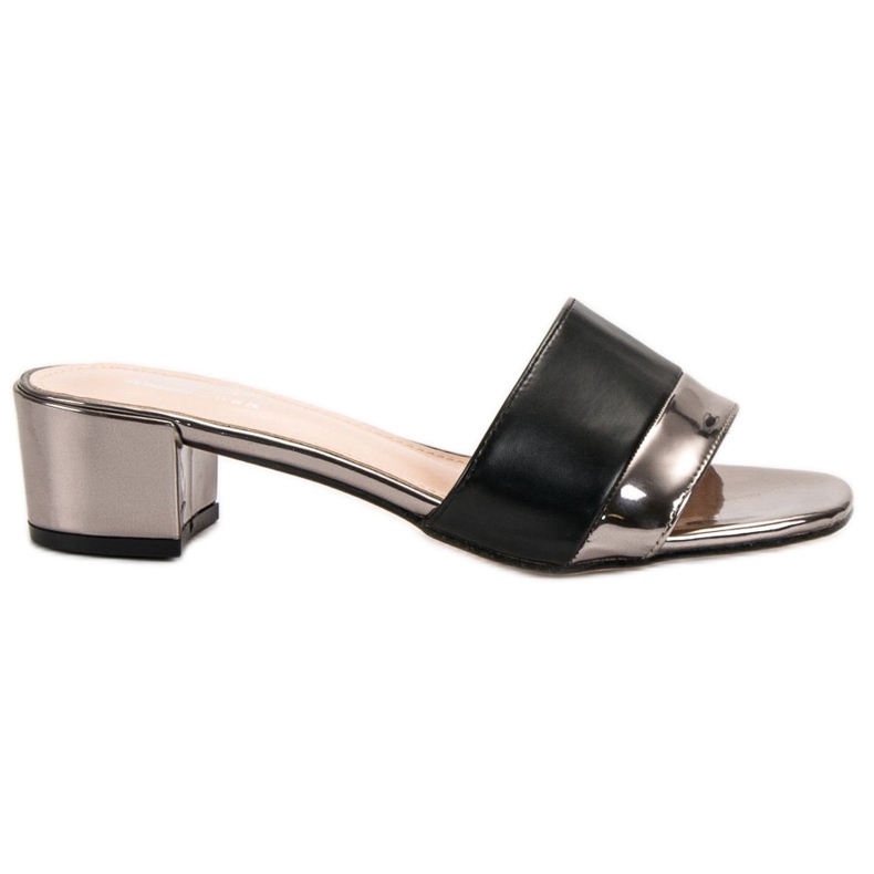Small Swan Pantofole da donna eleganti nero grigio