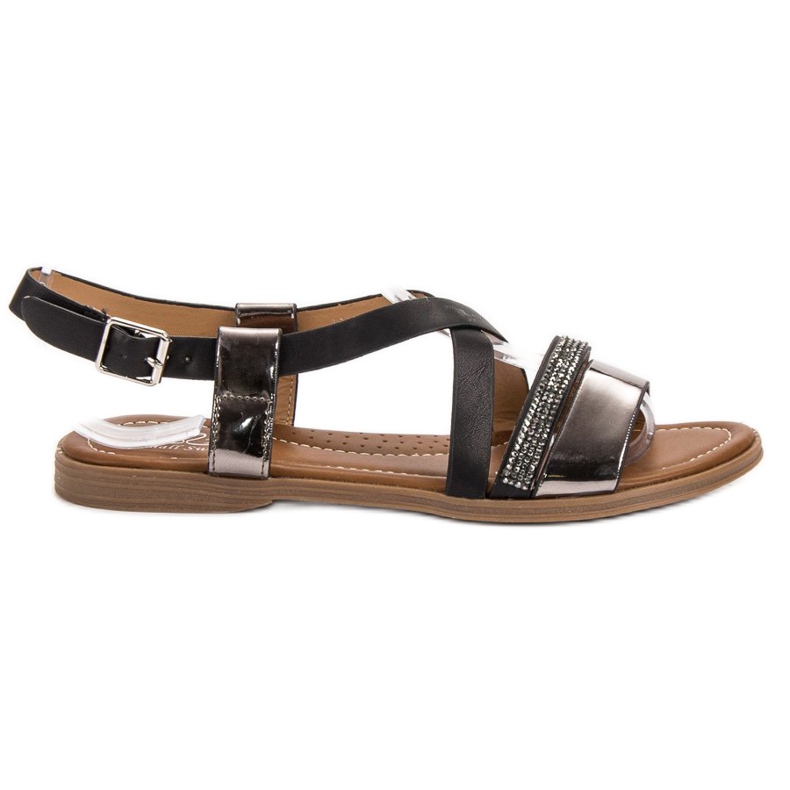 Small Swan Sandali Con Cristalli nero