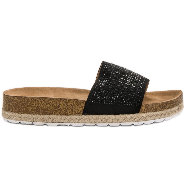 Seastar Pantofole Nere Con Cubic Zirconia nero