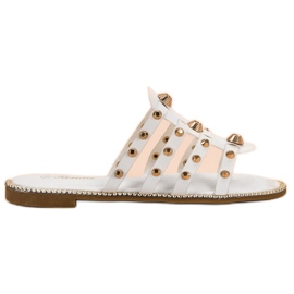Renda Pantofole Con Strass bianca