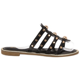 Renda Pantofole Con Strass nero
