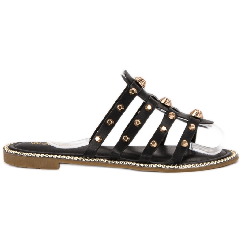 Renda Pantofole Con Strass nero