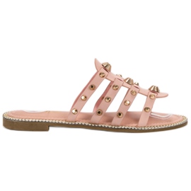 Renda Pantofole Con Strass rosa
