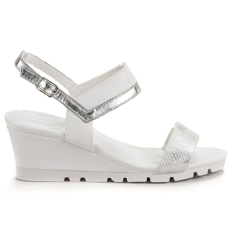Ideal Shoes Sandali con zeppa bianchi bianca