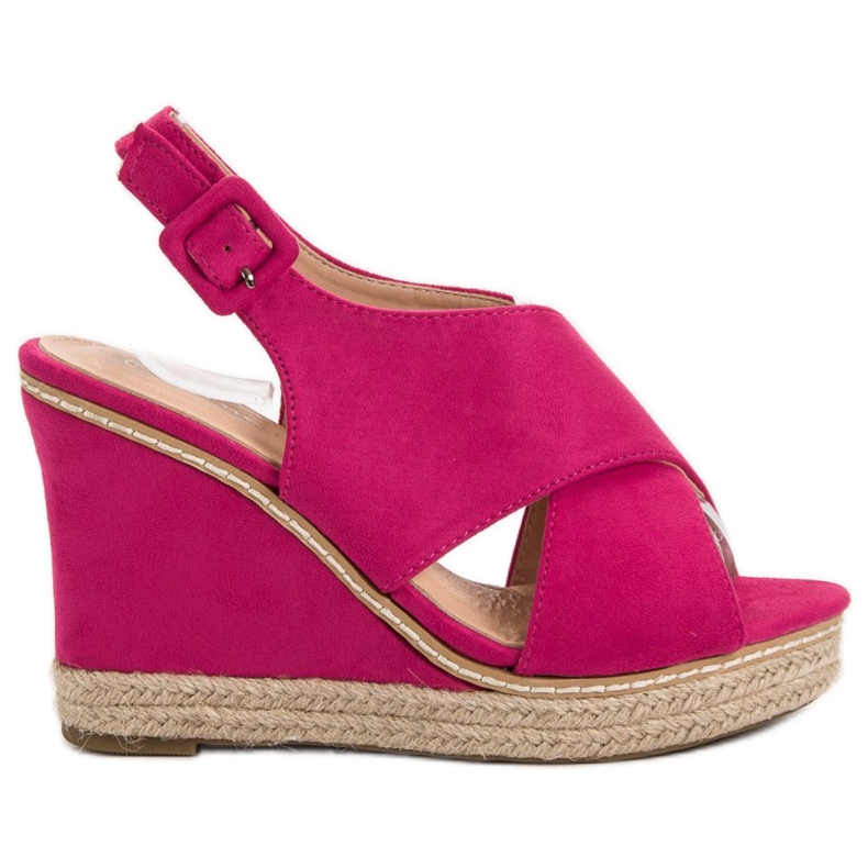 Anesia Paris Sandali con zeppa in pelle scamosciata rosa