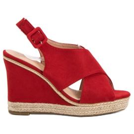 Anesia Paris Sandali con zeppa in pelle scamosciata rosso