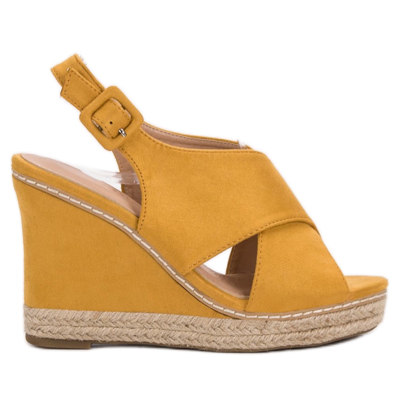 Anesia Paris Sandali con zeppa in pelle scamosciata giallo