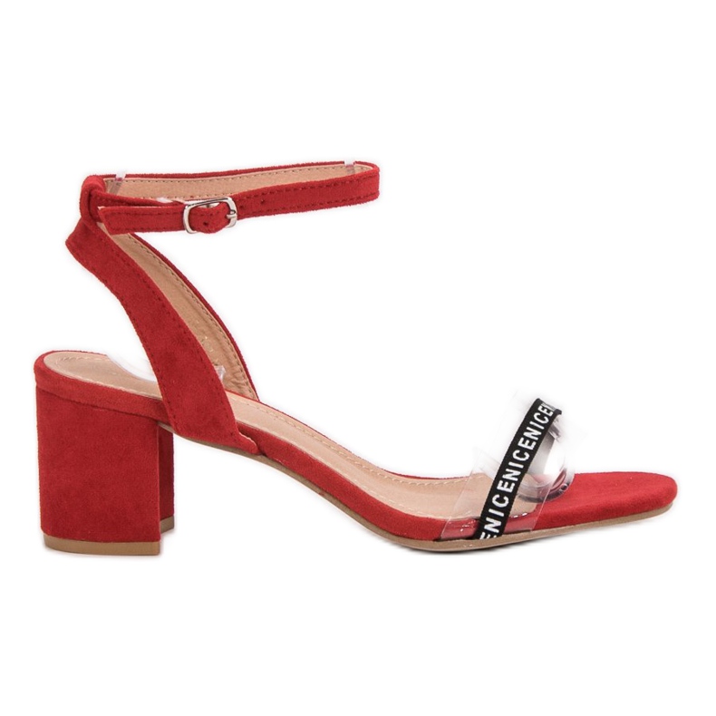Ideal Shoes Eleganti sandali in pelle scamosciata rosso