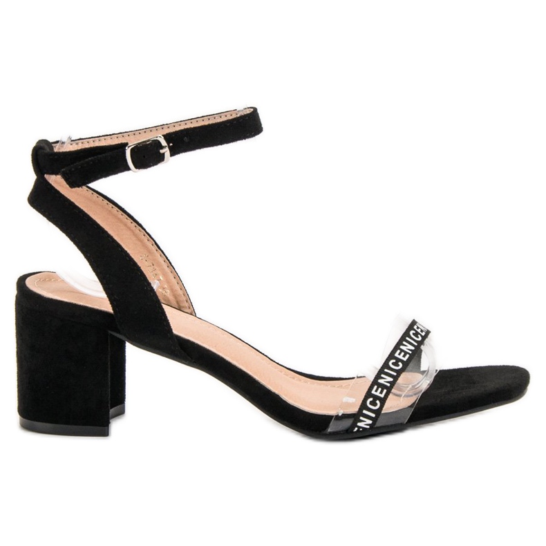 Ideal Shoes Eleganti sandali in pelle scamosciata nero