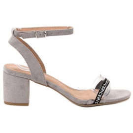 Ideal Shoes Eleganti sandali in pelle scamosciata grigio
