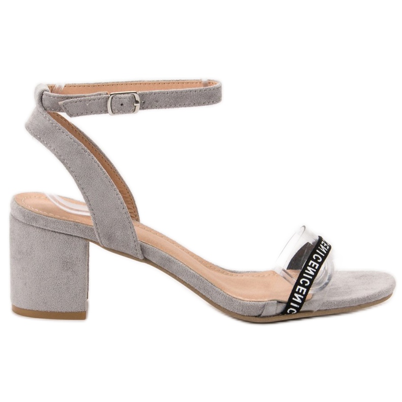 Ideal Shoes Eleganti sandali in pelle scamosciata grigio