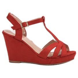 SHELOVET Sandali in camoscio rosso