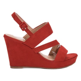 SHELOVET Sandali con zeppa rosso