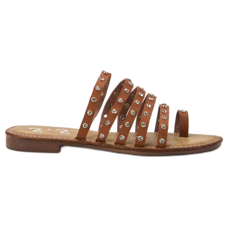 SHELOVET Pantofole Con Strass marrone