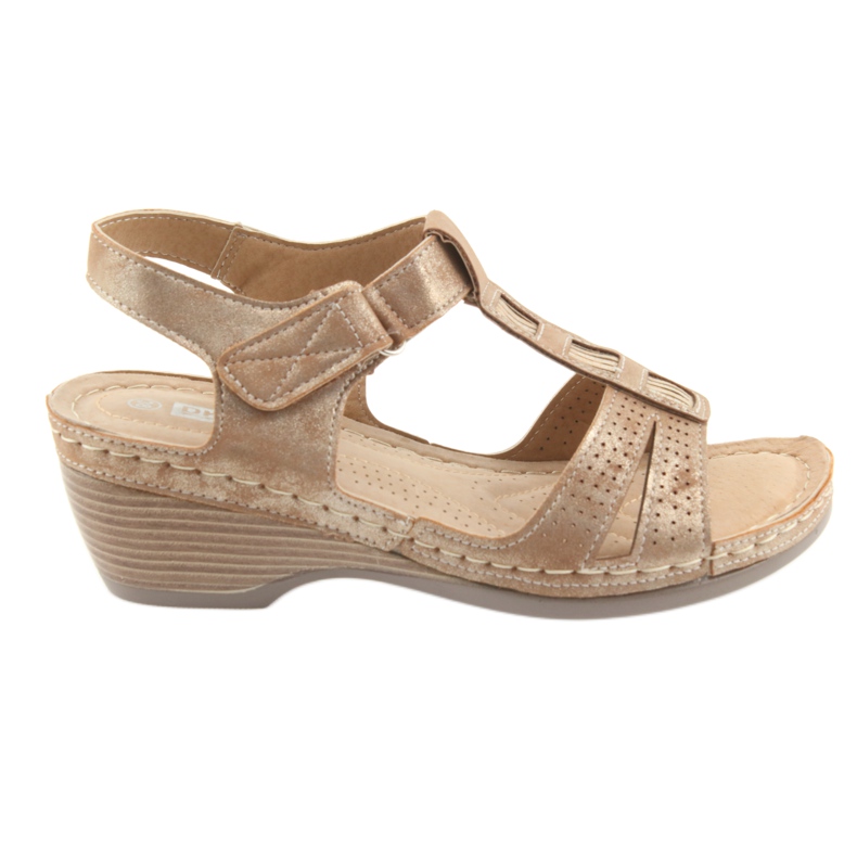 Sandali comodi da donna DK beige dorato marrone