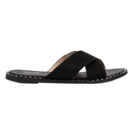 Small Swan Pantofole in camoscio nero