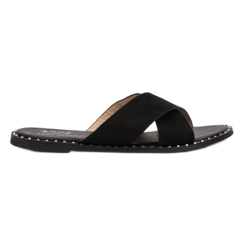 Small Swan Pantofole in camoscio nero