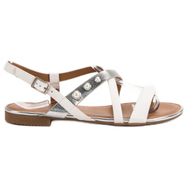 Small Swan Sandali Con Perle bianco