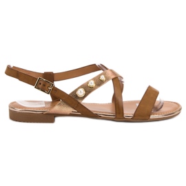 Small Swan Sandali Con Perle marrone