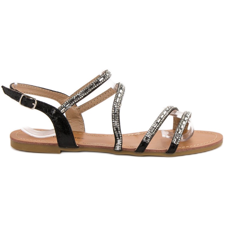 L. Lux. Shoes Sandali Bassi Con Cubic Zirconia nero