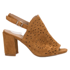 SHELOVET Sandali chiusi in pelle scamosciata marrone