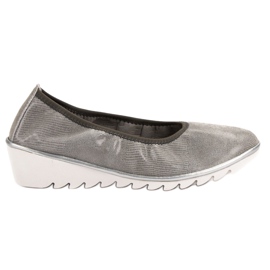 Filippo Ballerina in pelle con zeppa grigio