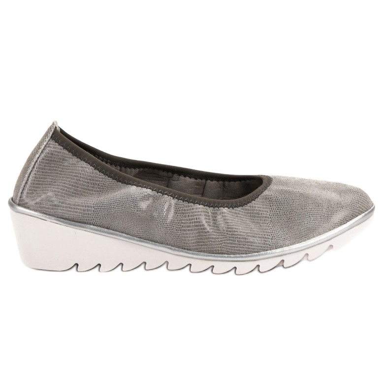 Filippo Ballerina in pelle con zeppa grigio